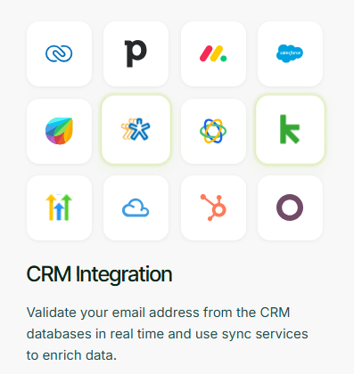 CRM integration with email validation tool