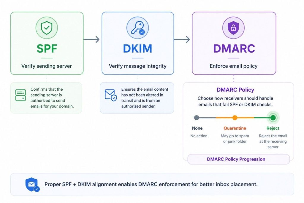 Email authentication workflow diagram