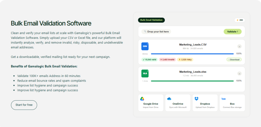 Gamalogic's Bulk Email Validation tool